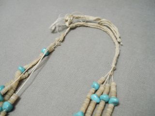 VERY RARE EARLY VINTAGE NAVAJO SKY BLUE TURQUOISE NATIVE AMERICAN NECKLACE OLD 6
