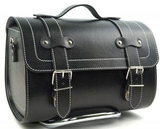 Medium Leather Top Case Roll Bag Vespa Primavera Px Lxv Gts Gtv Vintage Black
