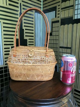 Dewi Hand Woven Bag Purse Wicker Straw Bali Handbag Vintage Look Eco Friendly