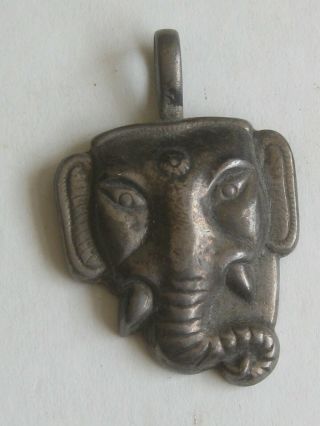 Fine Old India Hindu Lord Ganesha Deity Sterling Silver Necklace Amulet Pendant