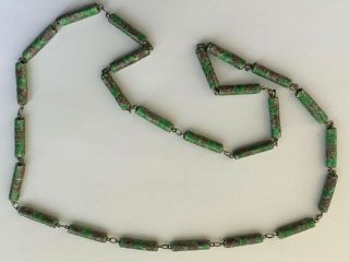 Vintage Cloisonne Enamel China Chinese Bead Necklace Unique