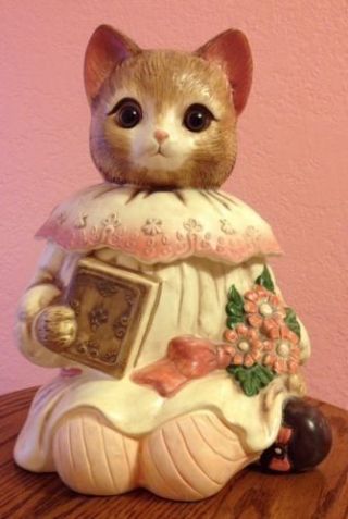Vintage Emily Ceramic Cat Cookie Jar - 11 " In