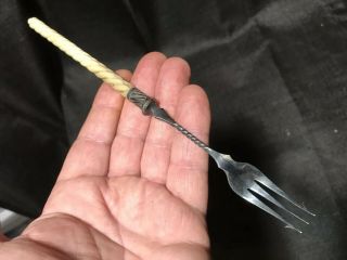 Antique 1800s Sheffield W H & S E Pickle Fork Sterling Silver Ivory Handle