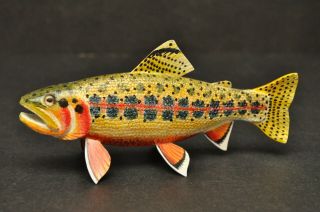 Cliff Hitchcock Midland Mi Signed Hand Carved Fish Spearing Decoy Folk Art Trout