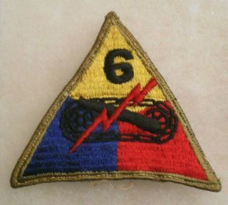 Rare Wwii Variant Of 6th Armored Div Horizontal Ribbed,  Small Size 3 " T X 3 1/2 " W