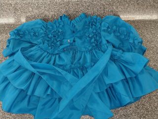 VTG MARTHA ' S MINIATURES We ' re Fussy Teal Blue Circle Layer Ruffle Dress T1 12mo 2