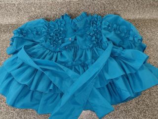 VTG MARTHA ' S MINIATURES We ' re Fussy Teal Blue Circle Layer Ruffle Dress T1 12mo 3