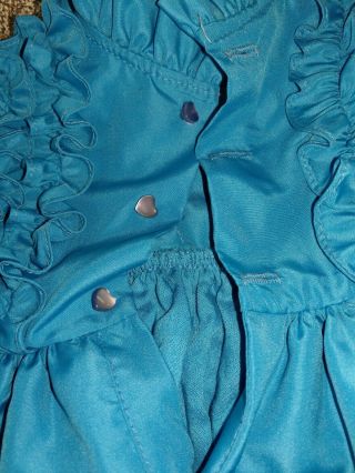 VTG MARTHA ' S MINIATURES We ' re Fussy Teal Blue Circle Layer Ruffle Dress T1 12mo 4