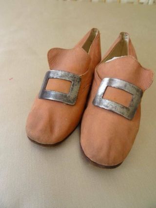 A Wonderful Pair Antique Victorian Young Boys Suede Shoes Buckles