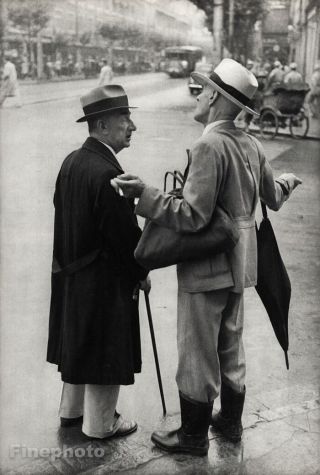 1949 Vintage China Russian Refugees Men Communist 16x20 By Henri Cartier - Bresson