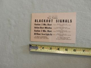 WWII US Public Blackout Signals Card Caution Action All Clear 2