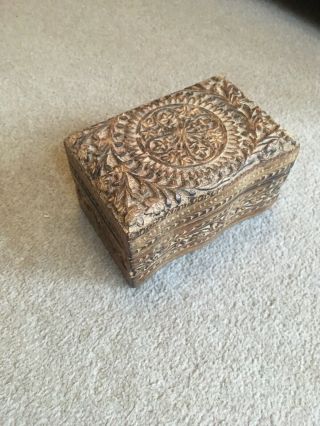 Vintage Stunning Hand Carved Indian Wooden Box