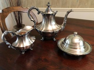 Reed & Barton Silver Plated Two - Piece Tea Service; Wallace Sugar/butter Bowl