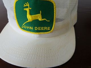 Vintage John Deere Patch White All Mesh Snapback Trucker Hat USA K - Prod 4