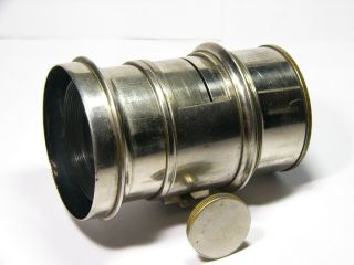 Vintage Large Silver/brass Lens With Rack And Pinion Focus.  Petzval Formula?