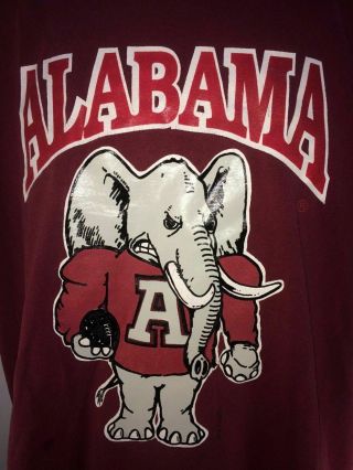 Vtg 80s Alabama Crimson Tide Football Big Al Elephant T Shirt Sz Xl Made In Usa