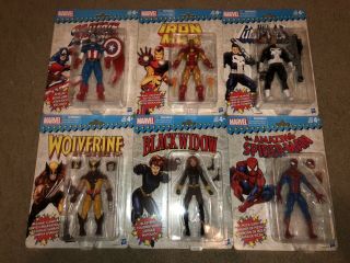 Marvel Legends Vintage Wave 1 Set Of 6 Iron Man Brown Wolverine Pizza Spider - Man