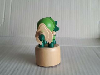 Wooden Dinosaur Bones Skull Two Tone Green Push Button Pushup Puppet Movable Toy 4