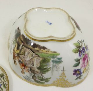 Fine Antique Large Meissen Bowl Watteau Scenes 11