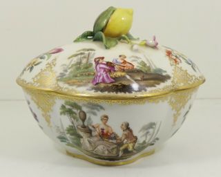 Fine Antique Large Meissen Bowl Watteau Scenes