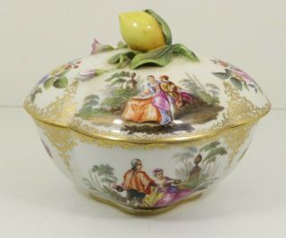 Fine Antique Large Meissen Bowl Watteau Scenes 3