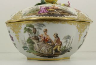 Fine Antique Large Meissen Bowl Watteau Scenes 5