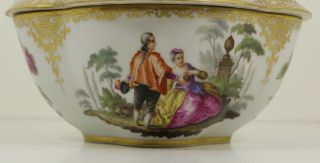 Fine Antique Large Meissen Bowl Watteau Scenes 6