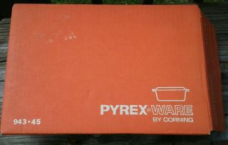 Nib Box Vintage Pyrex 1 1/2 Quart 043 Oval Casserole Friendship Bird Lid Orange