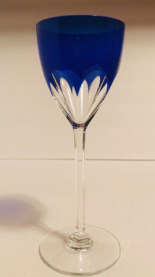Vintage Genova Baccarat France Cobalt Blue Crystal Wine Glass