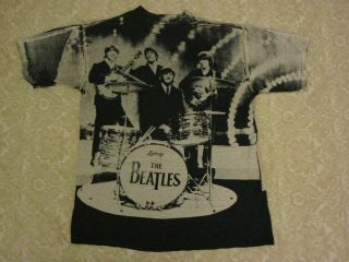 Vintage The Beatles All Over Print TShirt Tee Mens Sz XL Band Distressed 90s 3