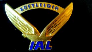 Vintage Loftleidir Ial Airlines Pilot Cap Badge Ex