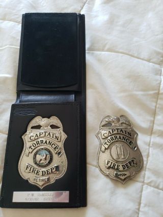 Vintage (2) Fire Department Fpd Badge Captain Retired Obsolete