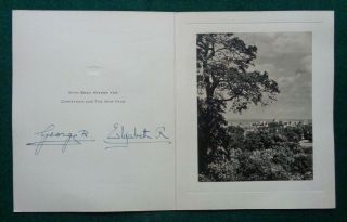Antique Signed Royal Christmas Card King George Vi Queen Elizabeth Windsor
