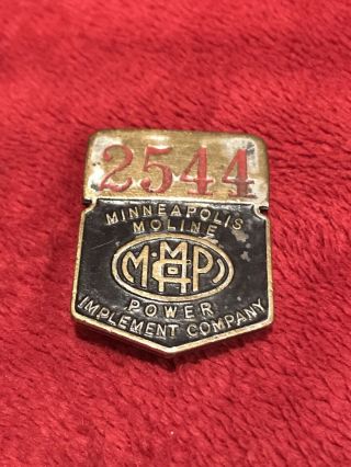 Vintage Minneapolis Moline Power Co Employee Badge,  Pre - 1934,  Id 2544.