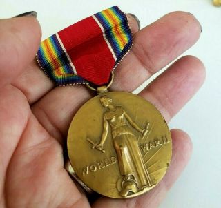 Vtg Wwii World War Ii Service Medal Ribbon Pin