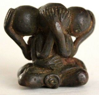 African Bronze Statue Ashanti Gold Weight Sculpture Vintage Antique Four Heads