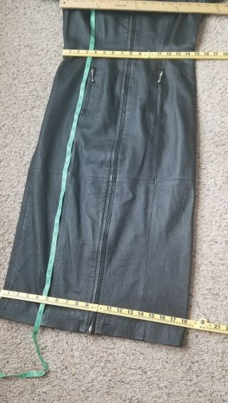 Vintage 90s Newport News Long Sleeve Black Zip Up Leather Maxi Dress Jacket 5