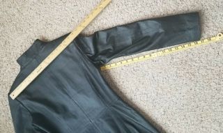 Vintage 90s Newport News Long Sleeve Black Zip Up Leather Maxi Dress Jacket 7