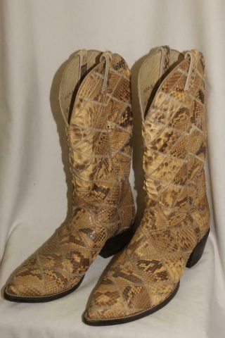 Rare Snake Skin Hondo Mens Size 11d Western Cowboy Boots Rodeo Vintage