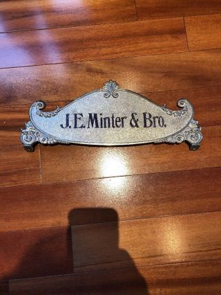 antique Brass National cash register TOP SIGN NCR J E Minter & Bro. 2