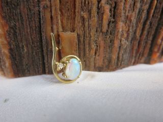 Vintage 14k Yellow Gold Opal And Diamond Pendant.  8 Grams
