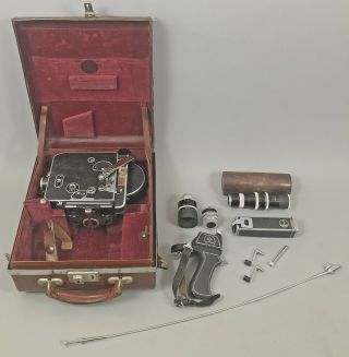 Vintage Kern Paillard Bolex H16 Reflex Movie Camera 3 Lenses Accessories / Case