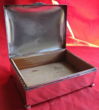 Antique Silver Plated Cigarette Box with Tsarist Coat - Of - Arms - Wood Lined 6