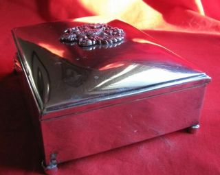 Antique Silver Plated Cigarette Box with Tsarist Coat - Of - Arms - Wood Lined 8
