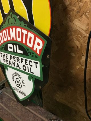 VINTAGE CITIES SERVICE KOOLMOTOR OIL DOUBLE SIDED PORCELAIN METAL GAS OIL SIGN 5