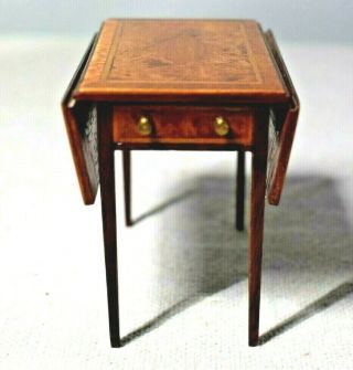 Dennis Jenvey Pembroke Drop Leaf Table Dollhouse Miniature Artisan Signed Dated 4