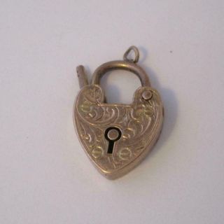 Heart Padlock Charm Clasp Findings 9k Gold Antique Edwardian English.  Tbj07190