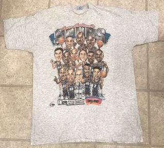 Vintage Rare 1995 San Antonio Spurs Nba Caricature Shirt David Robinson Rodman