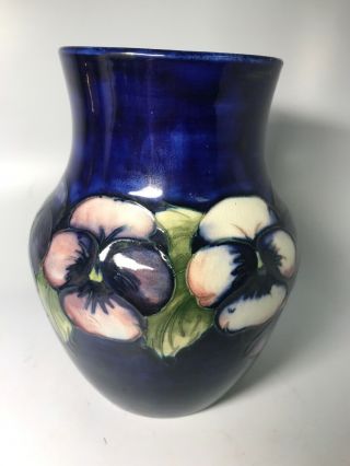 Vintage Signed Moorcroft Pansy Pattern Vase 6 "