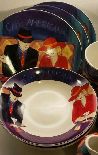 SET Vintage Sango Cafe Americana Coffee Mugs Plates Bowls Creamer Cups 4911 5